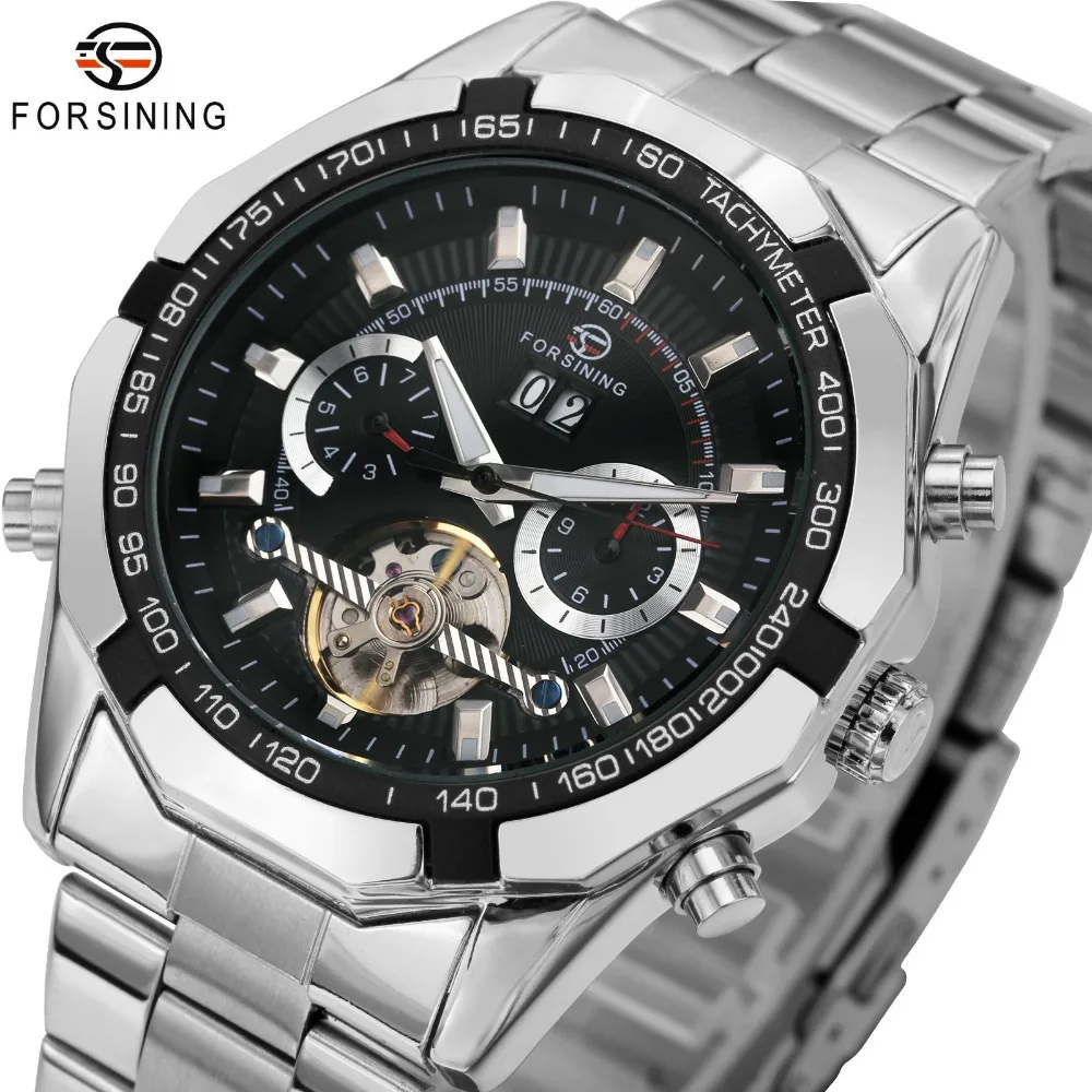 

2018 Military Design Men's Tourbillon Watches Metal Strap 6 Hands 3 Sub-dial Male Auto Mechanical Wristwatches reloj hombre +BOX