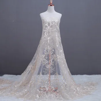 

gold/ White Flower Embroidered Tulle Mesh Lace Trim for Sewing Accessories Embroidered Trim Beautiful Lace Fabric DIY 90*135cm