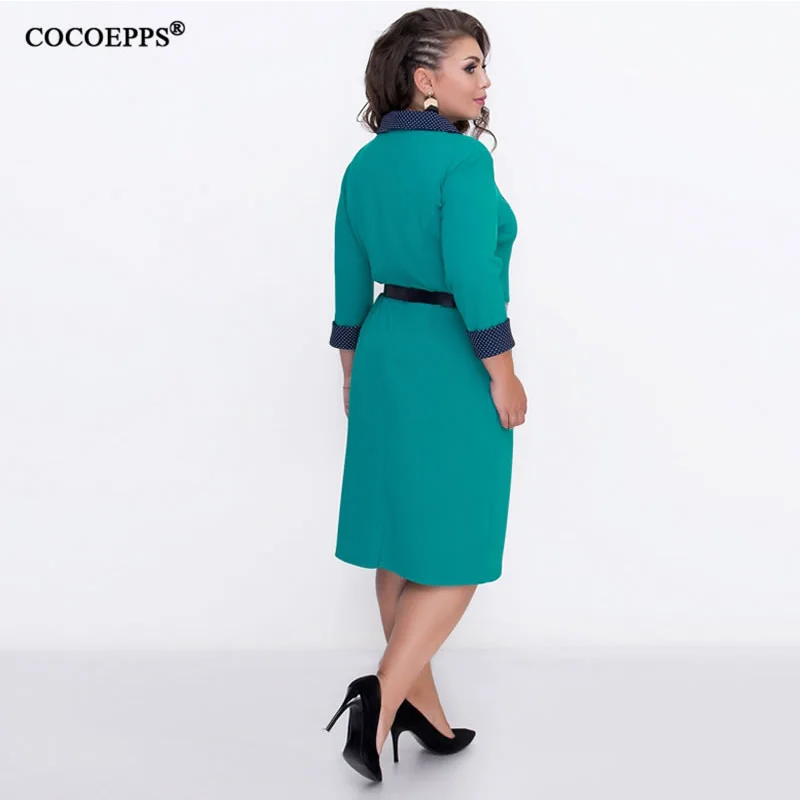 COCOEPPS 6XL размера плюс женское осеннее зимнее платье офисная Повседневная Женская одежда плюс большой размер платье черное элегантное Vestidos