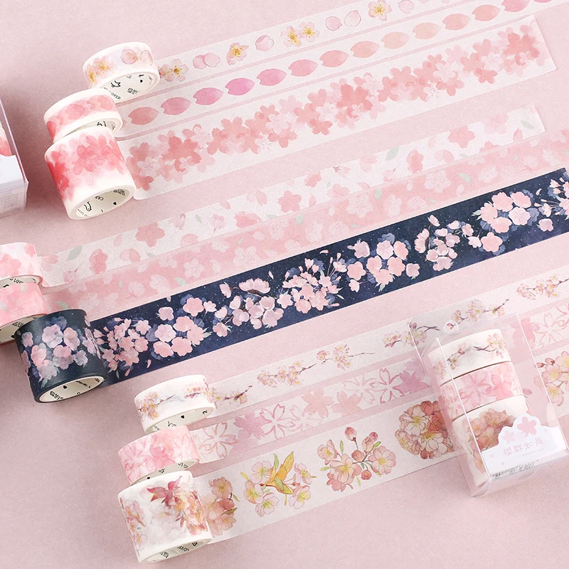

3pcs/set Kawaii Sakura Washi Tape Cute DIY Decoration Stickers Scrapbooking Diary School Supplies Bullet Journal Accessories