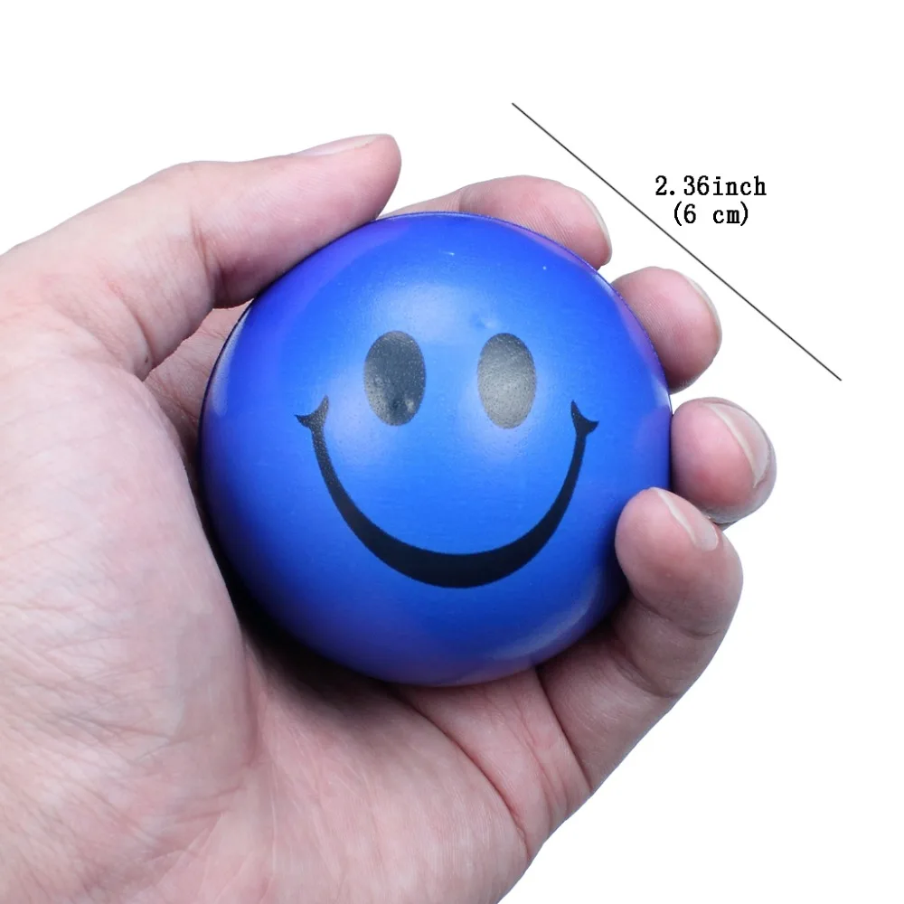 Happy Smile Face Bouncy Relaxable Squeeze Ball Stress Relief Have Fun Toy  Set Of 12Pcs (6)