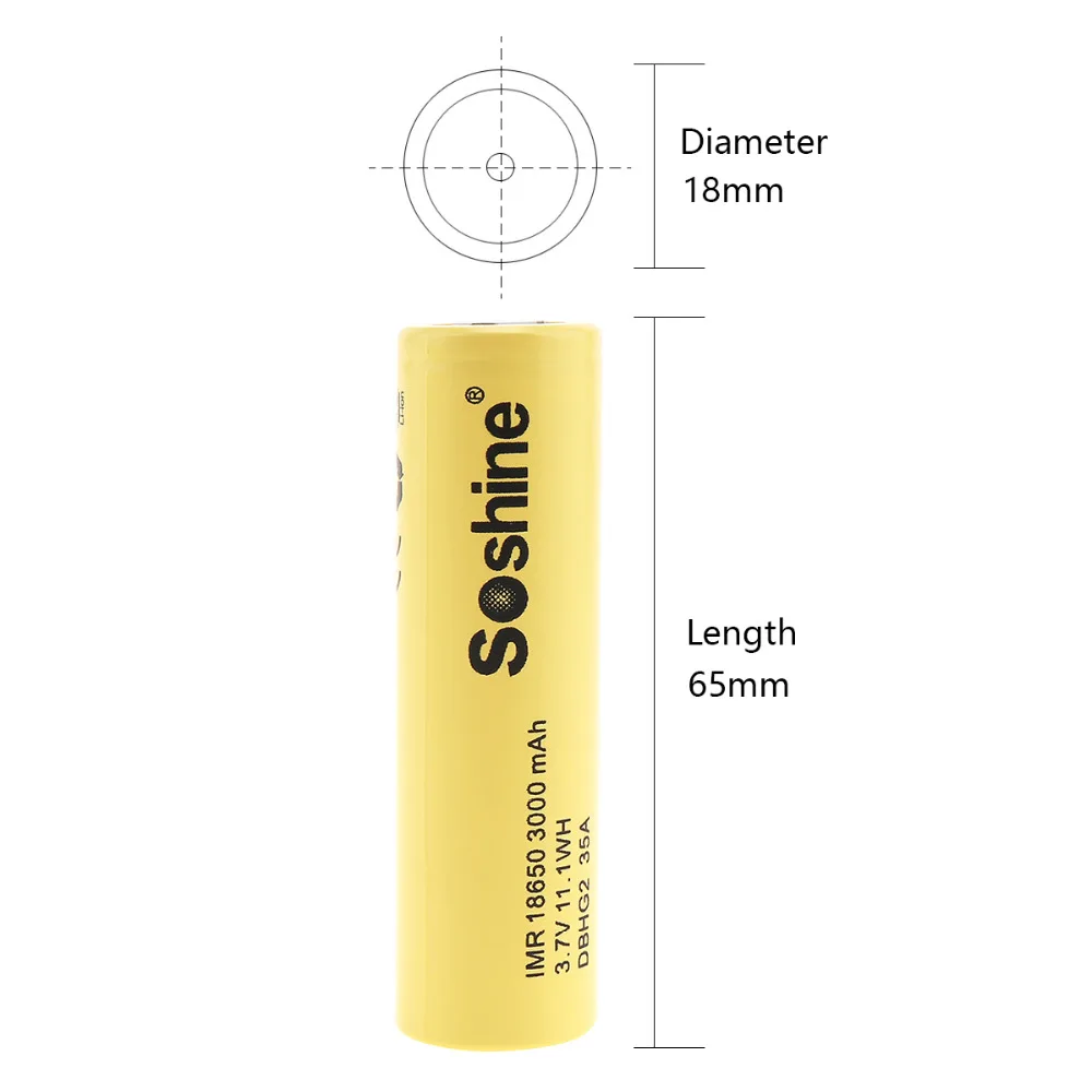 Soshine 3000mAh DBHG2 35A 3 7 V 11.1WH IMR 18650 литий ионная аккумуляторная батарея с