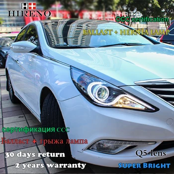 

Hireno Headlamp for 2011-2015 Hyundai Sonata Headlight Assembly LED DRL Angel Lens Double Beam HID Xenon 2pcs