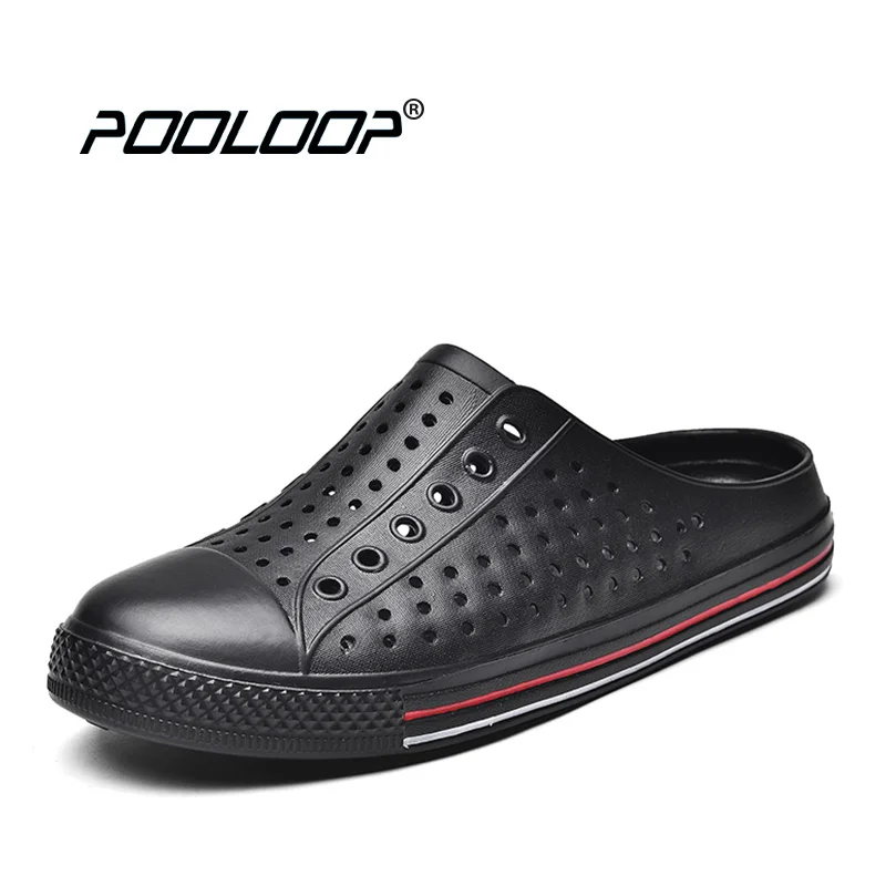 

POOLOOP Slip On Summer Sandals Casual Outdoor Mens Walking Garden Clogs Lightweigth Beach Sandals Anti-Slip Comfy Men Flip Flops