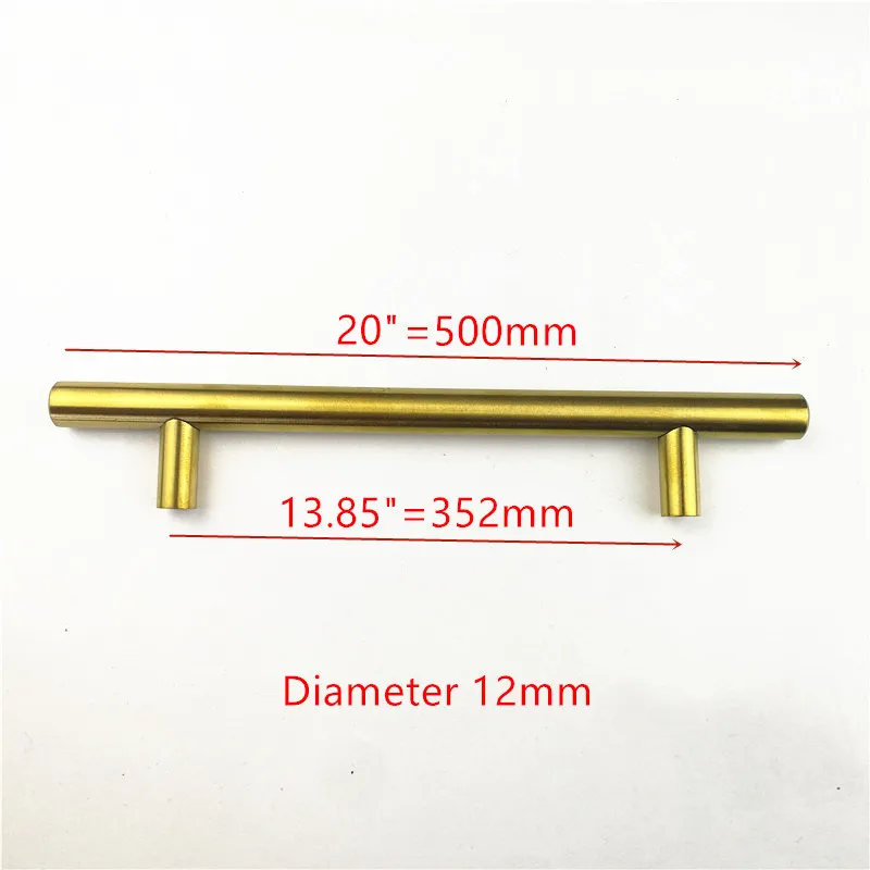 Диаметр 12 мм Нержавеющая сталь матовая золотая ручка дверца кухонного шкафа Т-образная ручка "~ 24"