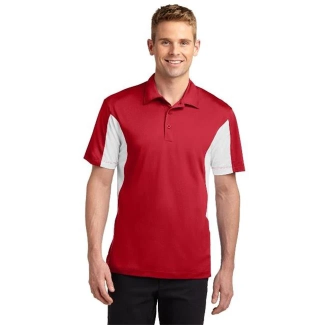 Sport-Tek ST655 Side Blocked Micropique Sport-Wick Polo T-Shirt True Red & White - 6XL