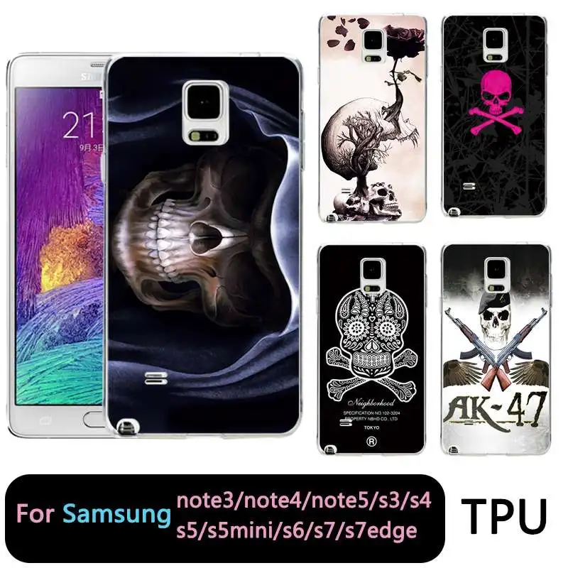 Qmswei ТПУ чехол для телефона samsung S8 s6 s7 edge s4 s5 s3 C5 C9 note3 note4 note5 Мягкий Череп Защитный