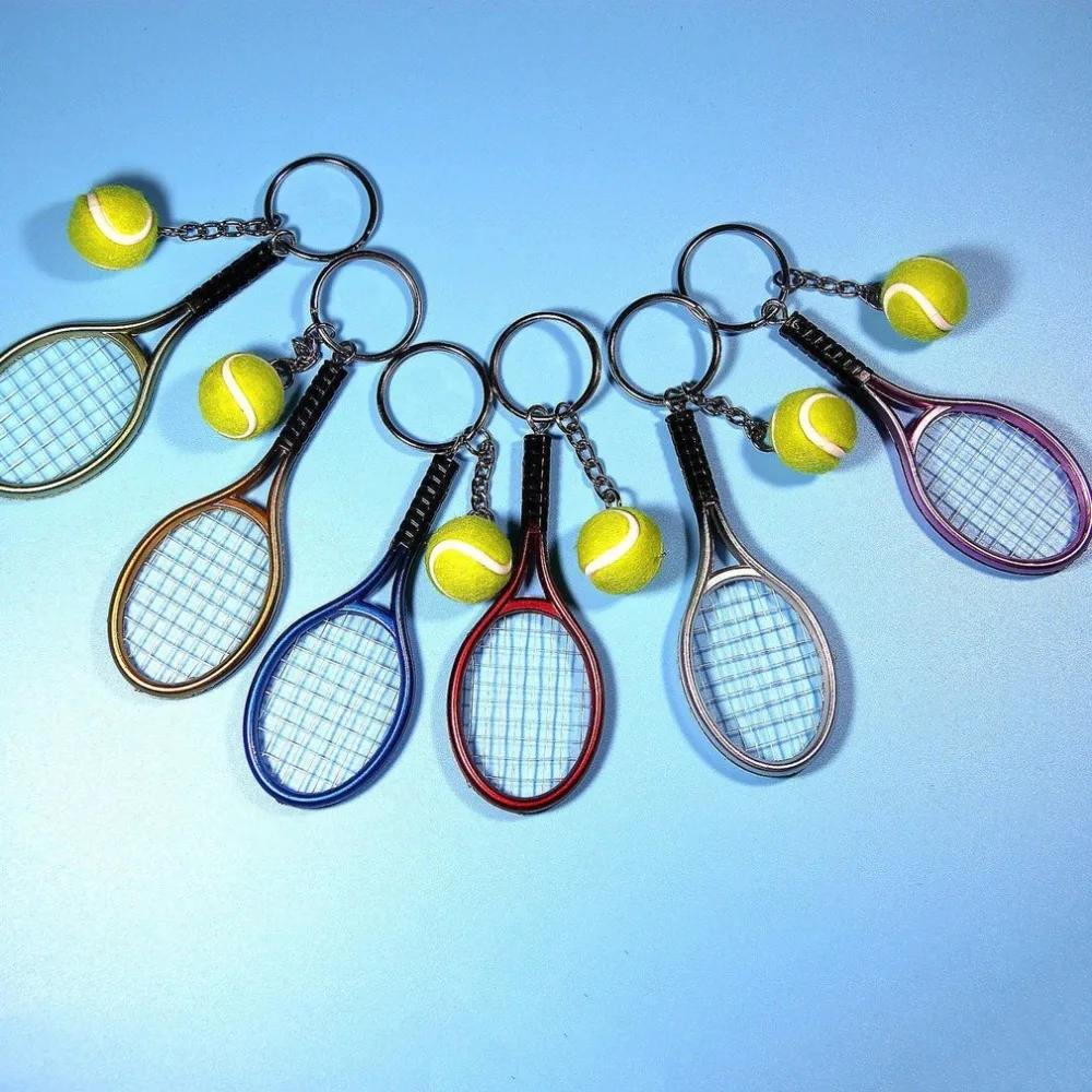 

Mini Metal Tennis Racket Handmade Souvenir Cute Tenis Racquet Ball Key-chain Key Sports Chain Car Bike Keyring Novelty Gift hot