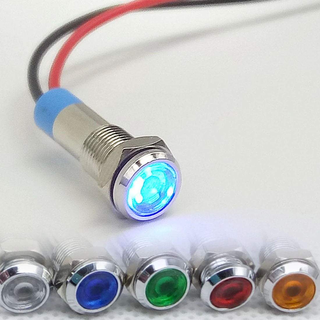 Multicolor 6mm LED Metal Indicator Light Waterproof Signal Lamp 6V 12V