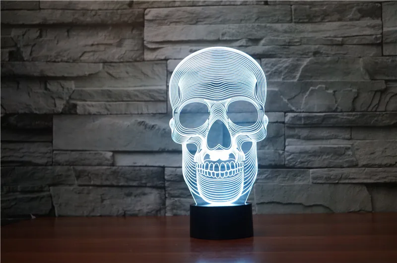 3D светильник в виде скелета светодиодный USB креативный 3d ночник с черепом 7 цветов акриловый дистанционный сенсорный выключатель настольная лампа для спальни