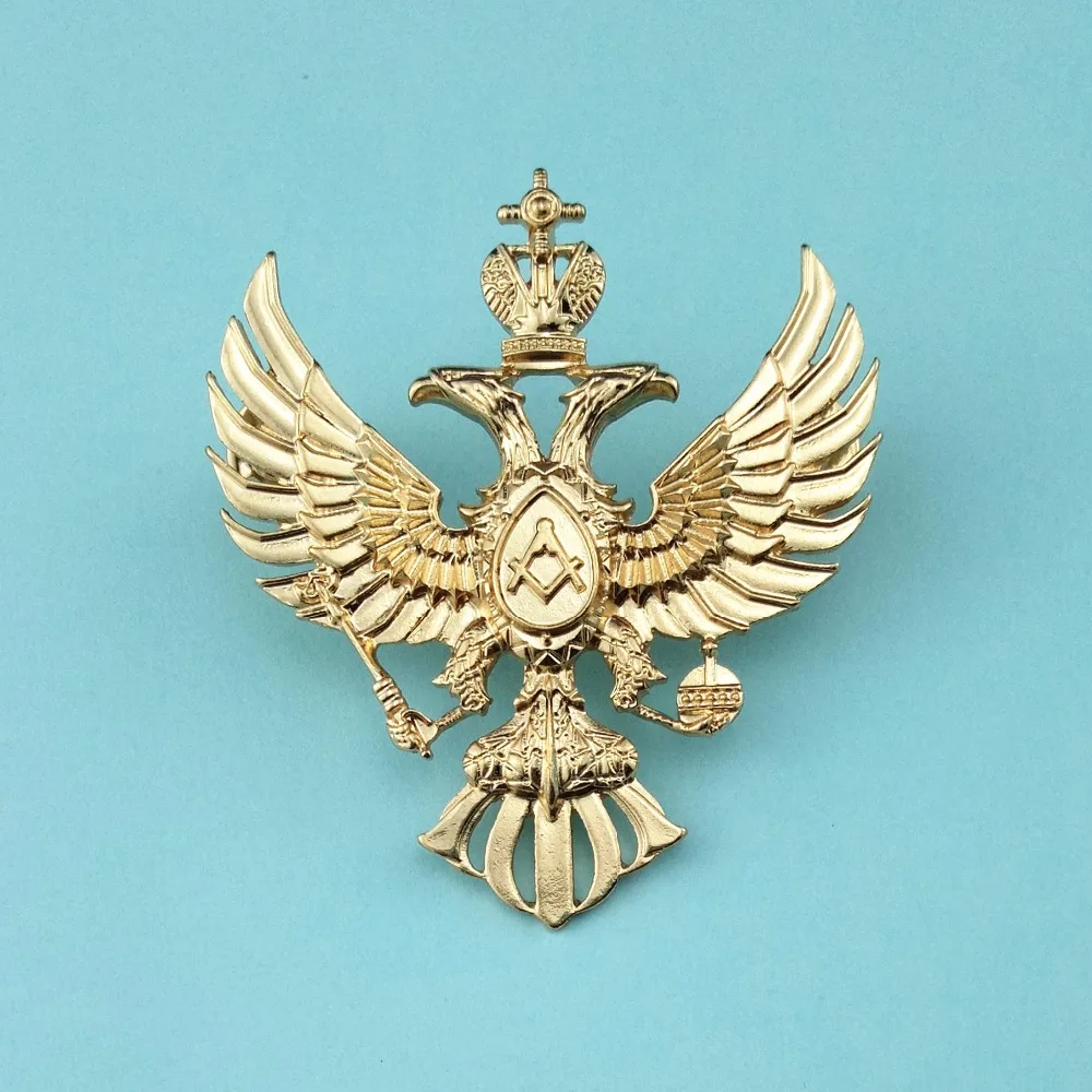 Russian Masonic Double Head Eagle Badge Repro Freemason Pin Brooches Uniform 