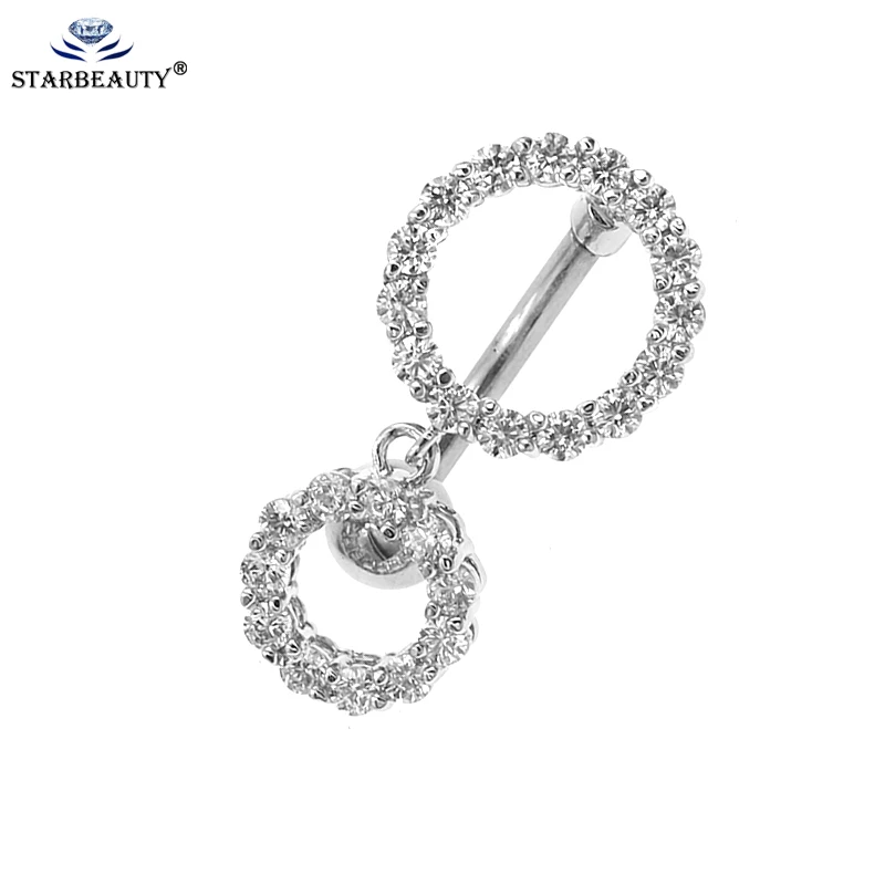 Starbeauty 1Pc Full CZ Dangle Ball Button Barbell Bar Belly Navel Ring Body Piercing women' Fashion Gift - Image 2