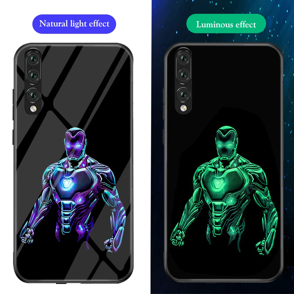 Ciciber чехол для телефона Funda Coque для huawei P30 P20 Lite Marvel Мстители Железный человек светящаяся стеклянная крышка для huawei P30 P20 Pro Capa