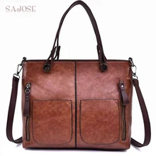 Женская сумка из искусственной кожи, модная повседневная сумка-тоут, винтажная, брендовая, дизайнерская женская сумка, классические простые женские сумки через плечо