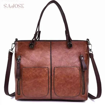 

Women PU Leather Handbag Fashion Casual Tote Bag Vintage Brand Designer Ladies Bag Classic Simple Female Shoulder Messenger Bags