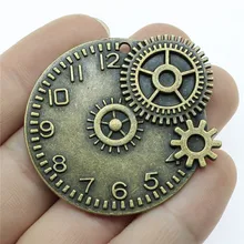 WYSIWYG 1 шт. 45x42 мм винтажный Шарм для изготовления ювелирных изделий Античная бронза Стимпанк Шестерни кулоны-часы Шарм шестерни часы стимпанк