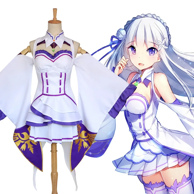 019 Горячая Аниме Re: жизнь в другом мире от zero Emilia парики Косплей костюмы Женское