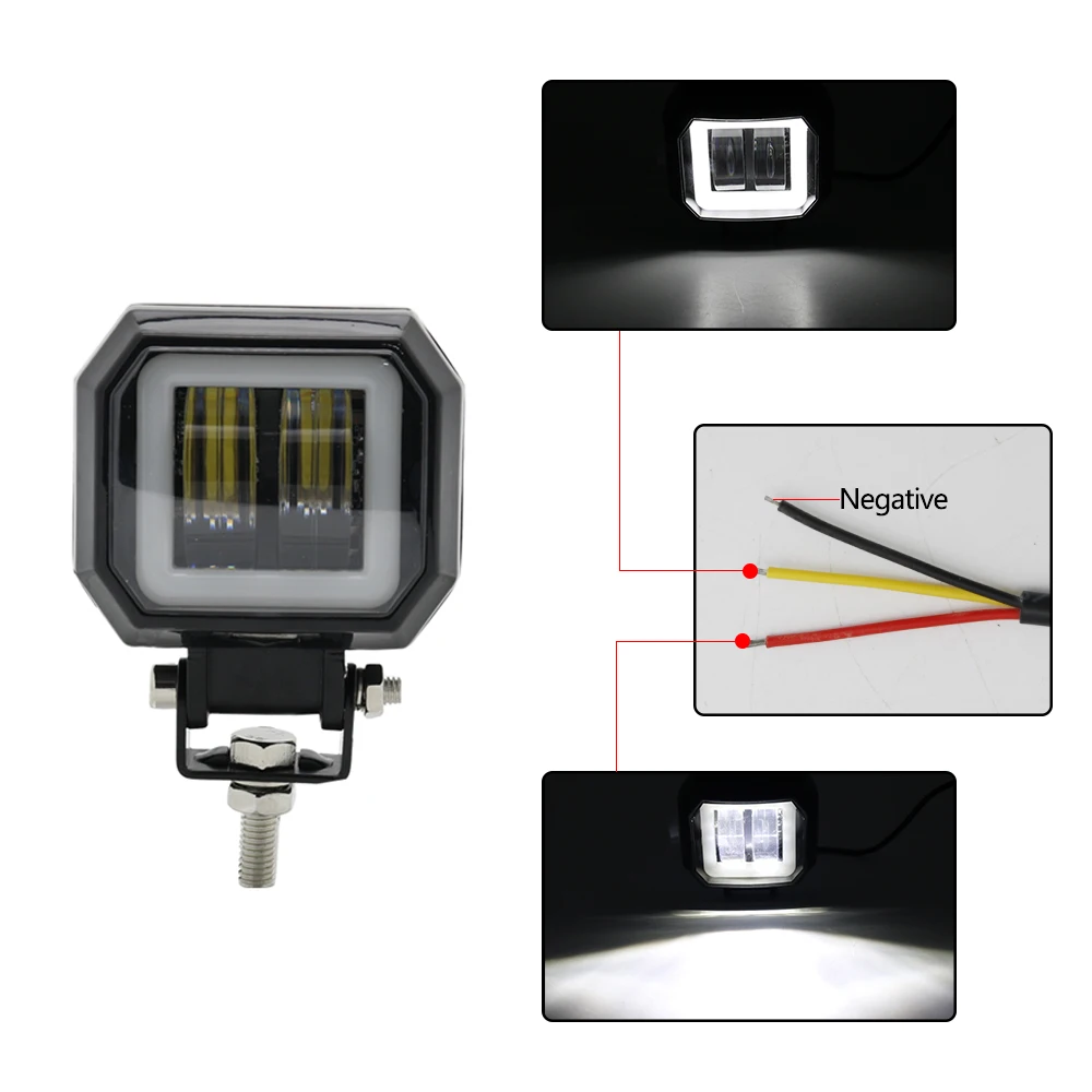 LED Fog Lamp Driving Daytime Off road Led Light Headlight 3'' 20W Motorcycle Halo Lamps for Jeep ATV 12V 24V SUV Worklight, work light,led light bar