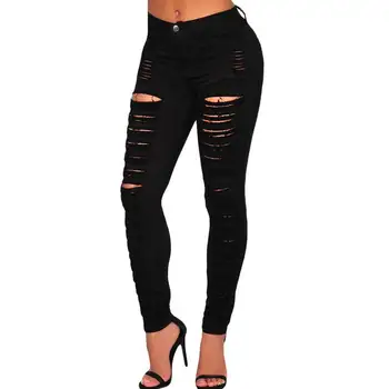

Jean Taille Haute Black Jeans White Jeans 2016 Denim Destroyed High Waist Skinny Jeans Women