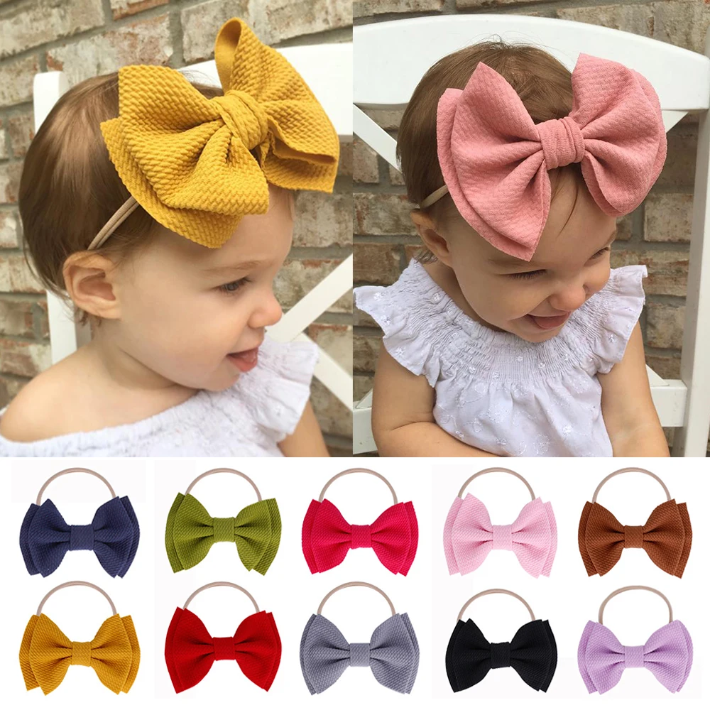 

Cute Girls Baby Big Bow Headband Toddler Kids Baby Elastic Hairband Knotted Nylon Hairband Turban Head Wraps Hair Accessories