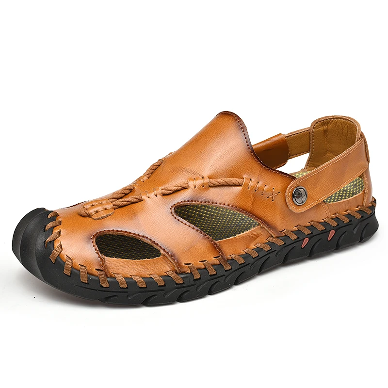 

E1 Mens Sandals Genuine Leather Crocse Clogs Men Sandalias Zapatos De Hombre Sandles Sandalet Summer Croc Shoes Sandals Men 2019