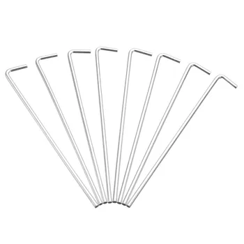 

High quality 10pcs Sliver tent pegs Heavy Steel Tent Pegs Camping Awning Metal Ground Garden Stakes Hooks Tents Accessories