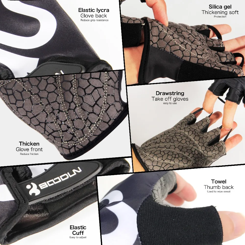 Boodun Gym Weightlifting Gloves Body Building Half Finger Workout Fitness Gloves Shockproof An-slip Sports Training Gloves Boodun Gym Weightlifting Gloves Body Building Half Finger Workout Fitness Gloves Shockproof An-slip Sports Training Gloves