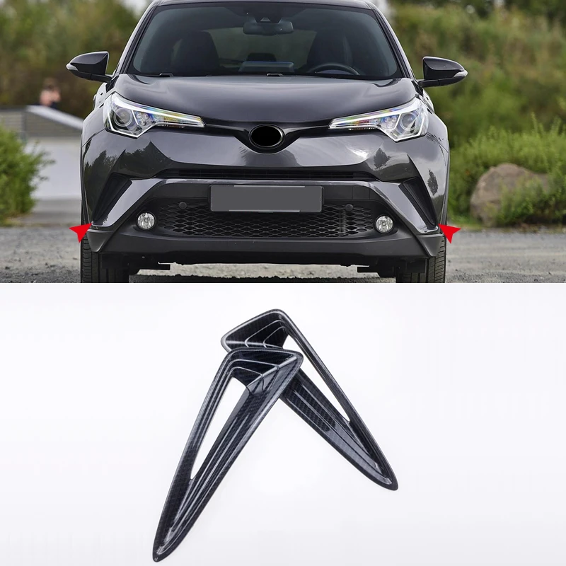 

for Toyota C-HR 2016 2017 2018 Colour Carbon fibe ABS Front Bumper Fog Light Lamp Air Vent Outlet Decor Cover Trim 2pcs