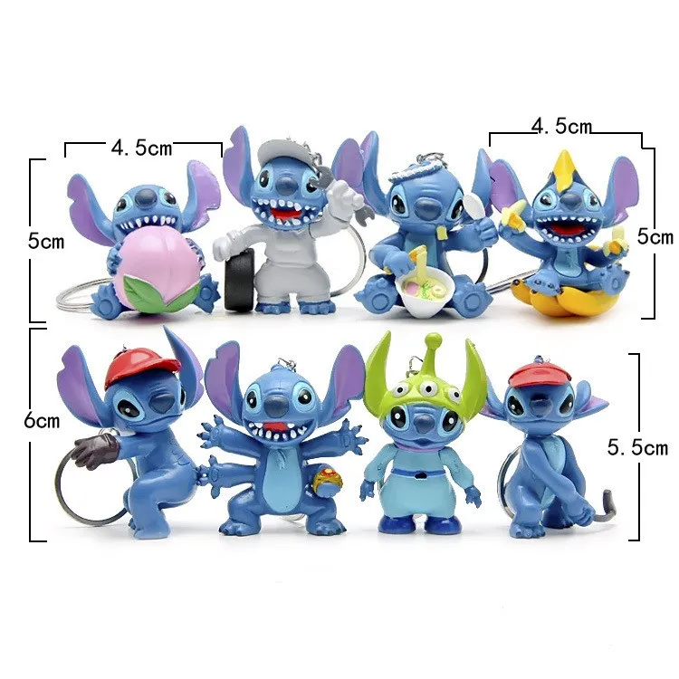 

Cartoon Mini Lilo & Stitch PVC Action Figure 5~6cm Model Toys Dolls 8pcs/set Keychain Pendant Kids Gift