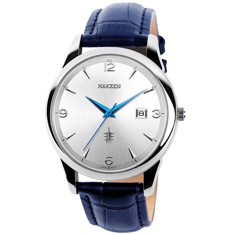 Blue and white NAKZEN классические наручные часы бренд роскошные кварцевые мужские часы водонепроницаемые часы мужские повседневный спортивный крутой подарок подарок Relogio Masculino - Цвет: Blue and white