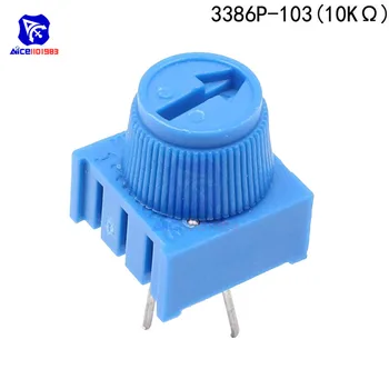 

1 Piece Potentiometer Resistor 10KΩ Ohm 3386P-103 Single Turn Breadboard Trim Potentiometer with Knob for Arduino Trimpot
