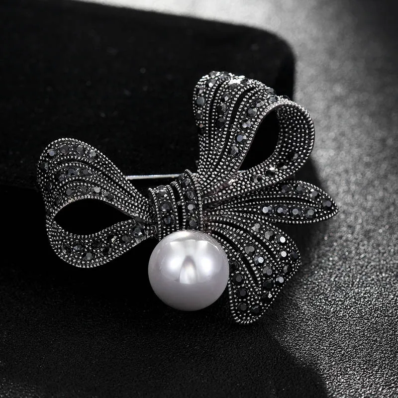 Luxury Brand White Pearl Bow Brooches jewelry For Women Couple jewelry
