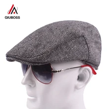 QIUBOSS Творческий берет для мужчин Плющ кепки хлопок для вождения без каблука таксистка газетчик кепки повседневное старше Advance шапки отец папа остроконечные кепки QB112