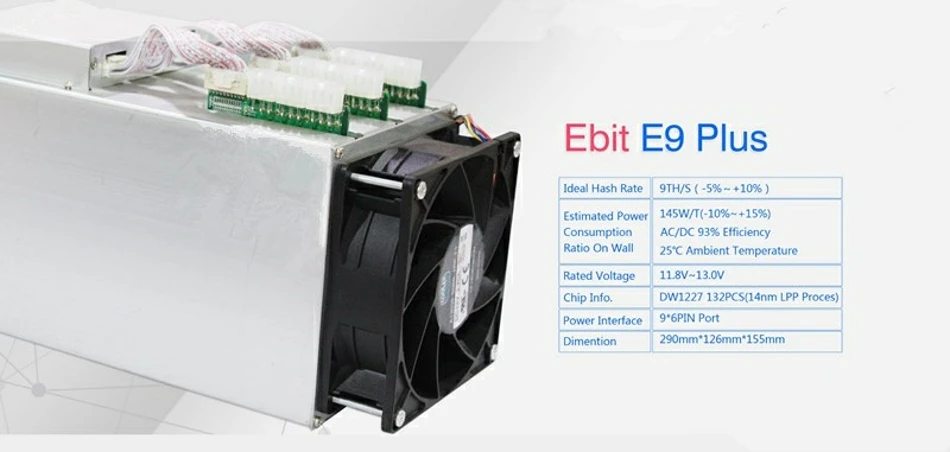 Старый ASIC Майнер Ebit E9 Plus 9TH/s SHA256 Биткоин BTC BCH Майнинг лучше чем Innosilicon T2T T3 M3X M10 antminer s9 Z9 Z11 S17 T9