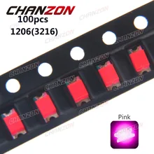 100 шт. SMD 1206(3216) Розовый светодиодный чип 20mA DC 3 V SMT накладное освещение излучающий диод лампа электронные компоненты для PCB