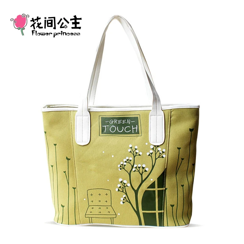 

Flower Princess Brand Ladies Handbags Women Casual Canvas Tote Hand Bags Girls Female Fashion Large Shoulder Bag Designer Bags
