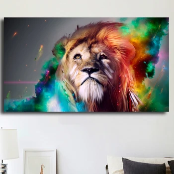 

HD Image Abstract Colorful Lion Wall Art Oil Painting Canvas Prints Animal Paintings For Living Room Home Decoration Unframed