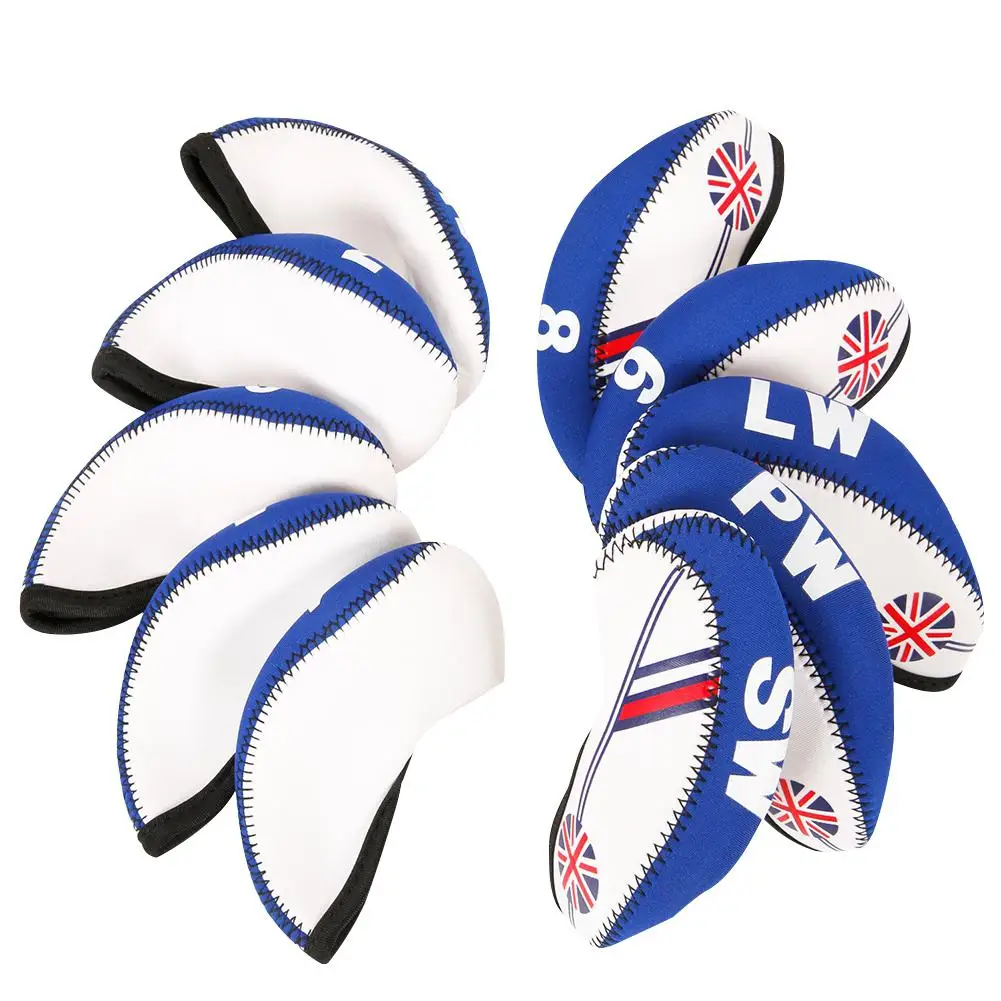 HobbyLane 10 Pcs Neoprene Golf Club Iron Head Cover Set White with Blue US Flag Headcovers Onesize Fit for All Irons Clubs HobbyLane 10 Pcs Neoprene Golf Club Iron Head Cover Set White with Blue US Flag Headcovers Onesize Fit for All Irons Clubs