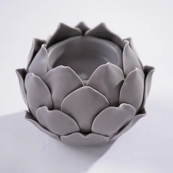 

Elegant European Ceramic Hand Craft Landscape Flowers Shape Tealight Candle Holder Tea Light Home Desktops Wedding Ornament Gift
