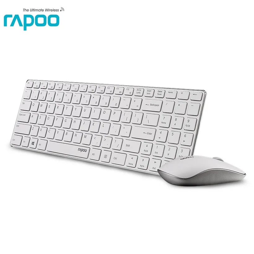 

Rapoo Multimedia Ultra Thin Optical Wireless Keyboard and Mouse Combos with English/Russian Buyer Free Sticker for PC Laptop TV