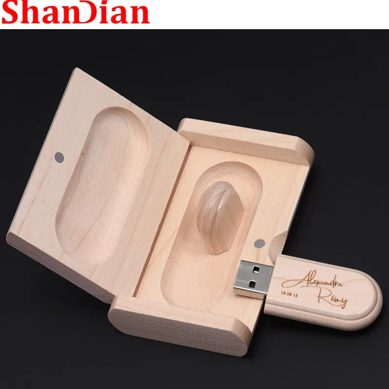 SHANDIAN USB 2 0 (1 шт. бесплатный логотип) Деревянный usb + флип бокс флеш накопитель карта
