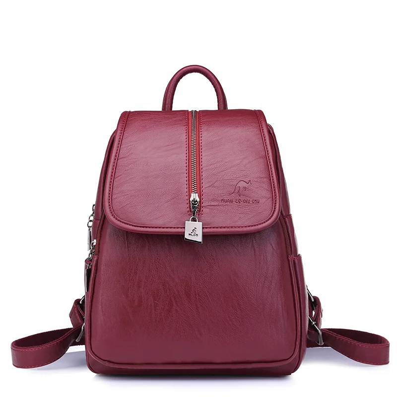 Fashion Women Backpacks PU Leather Preppy Style Schoolbags For Teenagers Girls Ladies Travel Top handle Bags