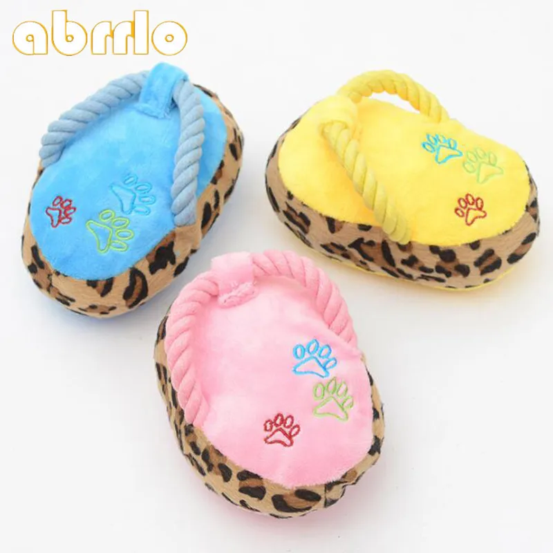 Abrrlo Pet Funny Plush Toy Dog Cute Plush Flip Flops Interactive Bite