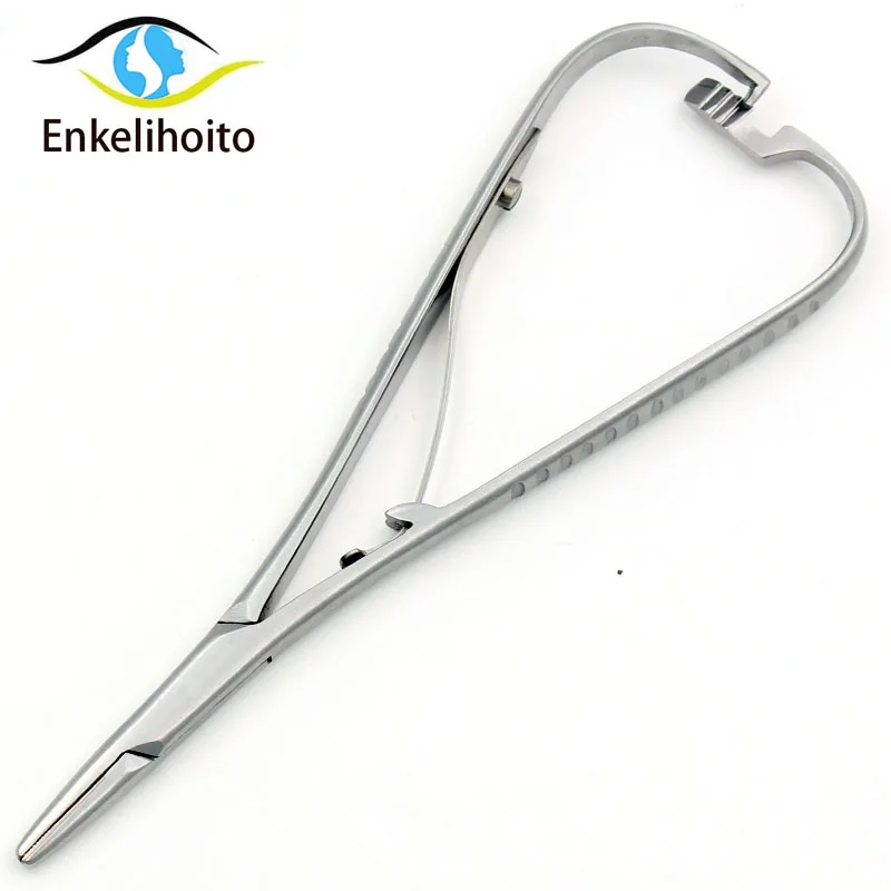 Stainless steel medical lock insert needle holder 14cm cosmetic plastic double eyelid surgery needle holder clamp 3