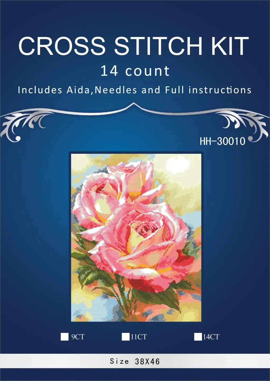 

pink rose flowers ,Counted Cross Stitch 14CT Cross Stitch Sets Wholesale cartoon Cross-stitch Kits Embroidery Needlework