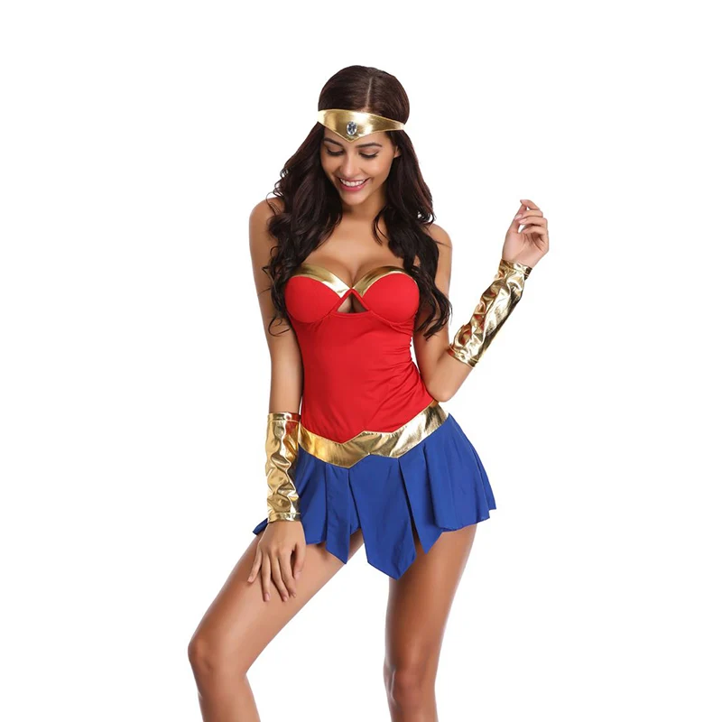 Adult Wonder Woman Costume Superhero Cosplay Fancy Dress