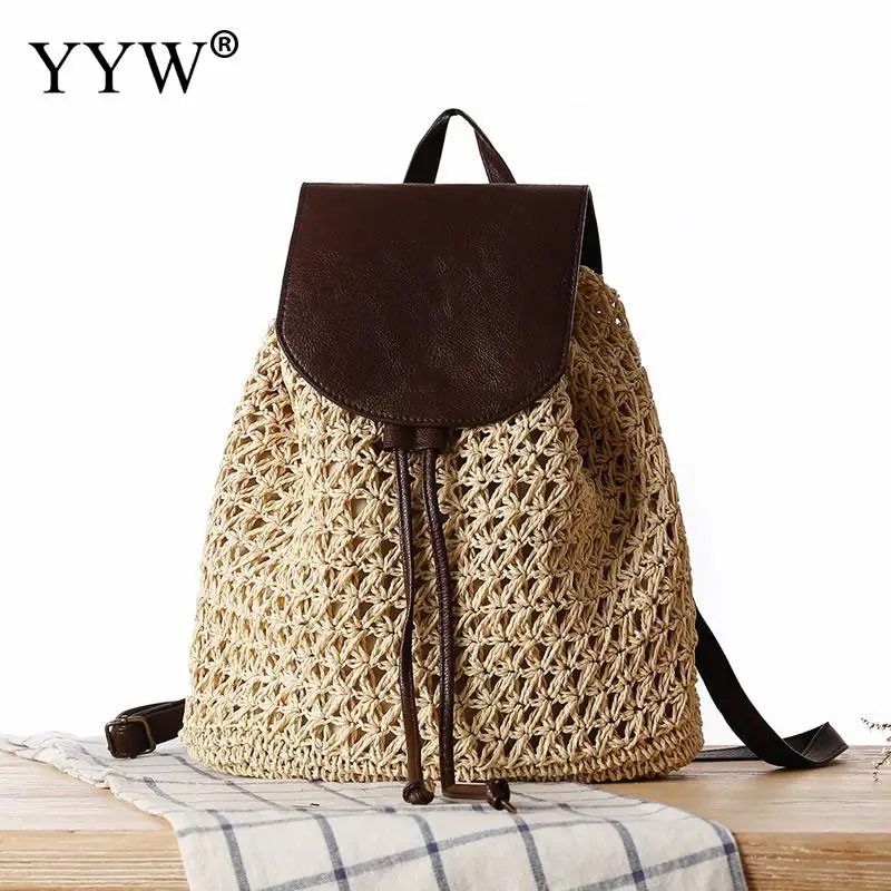 2018 New Women Handmade Bucket Bag Designer Straw Bag Casual backbag