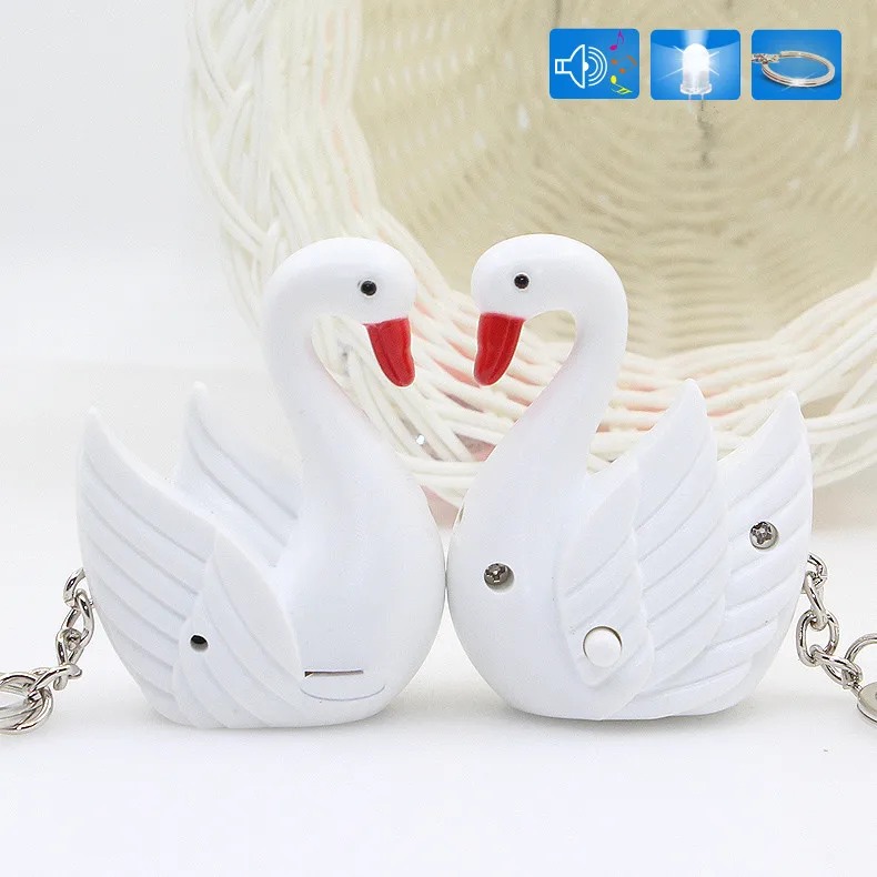 

New arrived swan Led Keychains with sound Flashlight Creative Children Kids Toys gift simulation model Key Rings bag pendant