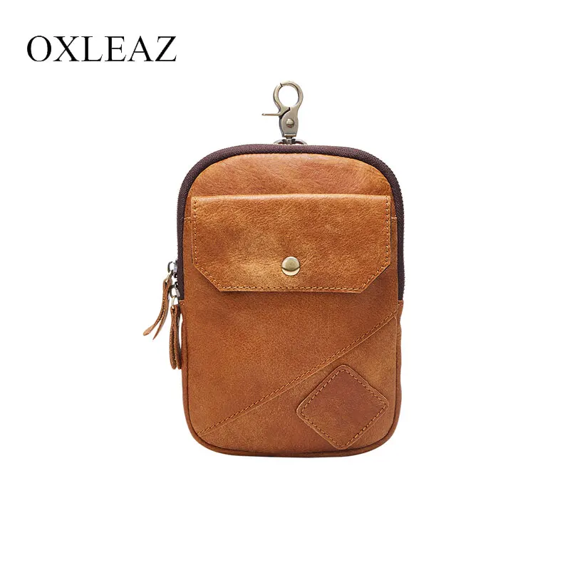 

OXLEAZ Brand Mini Men Messenger Bag Waist Bag Genuine Leather Money Belt Pack Leg Bags Women Vintage Shoulder Crossbody Bags