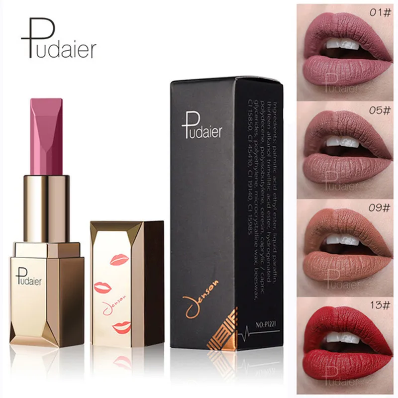 

ON SALE-Pudaier New Makeup Pigments Waterproof Velvet Lipstick Nude Sexy Long Lasting Batom Makeup Matte Lipstick Cosmetics